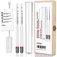 Notimin Medidor de alcohol 2pcs Hidrómetro de Alcohol Set de Densímetros 0-100Vol% + cilindro de vidrio especial- para…